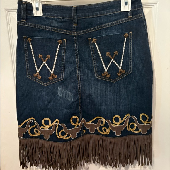 Wrangler Blue Embellished Pencil Skirt‎ Knee-Length Casual - Picture 2 of 4